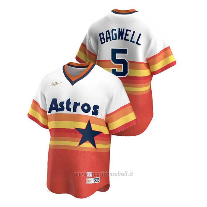 Maglia Baseball Uomo Houston Astros Jeff Bagwell Cooperstown Collection Primera Bianco Arancione